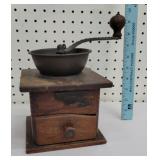 Early wooden coffee mill