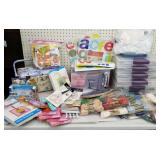 2 tubs - Needlepoint, scissors, empty containers,