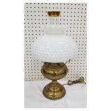 B&H brass lamp with milk glass shade