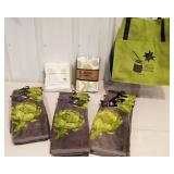 New kitchen towels in green bag
