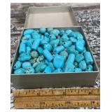 Box of pretty turquoise colored beads