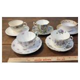5 cups & saucers - Shelley, etc