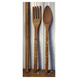 Huge wooden fork and spoon