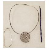 3pcs sterling - necklace and 2 bracelets
