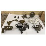 Box of oil lamp brackets & parts