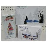 3 Dept. 56 Christmas Village pieces. Swan pond,