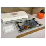 Peggy Karr Halloween art glass plate & art glass