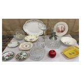 Box of misc households - plates, platter, candy