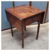 1 drawer drop leaf end stand, turned legs