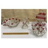 Pretty purple/pink & clear glass bowls, candy