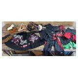 Black cloth tote w/ womens shoes (sz8?), kids