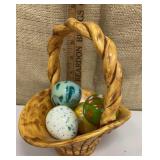 Ceramic basket w/ pretty eggs