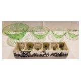 Green depression set of 4 bowls, Austria glasses
