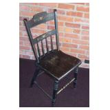 Antique Stenciled Plank Seat Chair