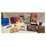 Games, Yahtzee, battle ship, Scrabble, books,