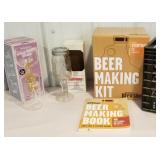 Beer making kit, new, wine glasses , in crate
