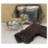 Silver tray & Atkins Bros/Sheffield revolving