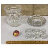 HEAVY signed glass ashtray, Waterford,