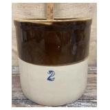 2 gallon brown & white crock