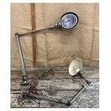 2 industrial gooseneck desk mounted lamps