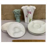 2 vases & Gien oyster plates from France