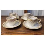 Set 4 Haviland Limoges France cups & saucers