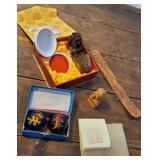 Chinese lot - marble stamp, carved lion, etc...