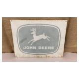 Metal John Deere sign approx 12"x16"