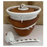 Terracotta soup tureen w/ ladle