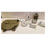Boys Scout bag and pans, canteen etc