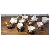 Beautiful sake? Tea set with koi fish sitting on