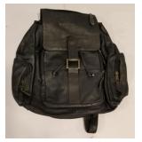 Genuine leather black backpack,