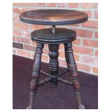Antique Piano Stool w/ Claw & Glass Ball Feet