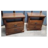 Pair - Bassett glass top night stand 28"16"29"t