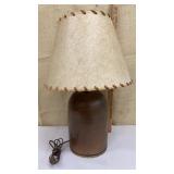 Brown jug lamp w/ fiberglass(?) shade