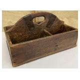Early wooden tote w/ dividers