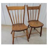 2 early plank seat kitchen chairs
