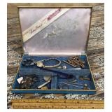 Trinket box w/ treasures - 1 pin tested 14k