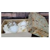 Chocolate box & 2 Victorian glass Easter eggs