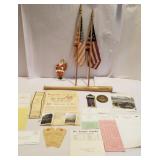 2 small flags, advertising of Ithaca New York,