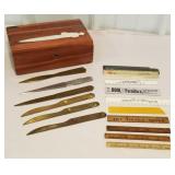 Ithaca advertising letter openers, small rulers,