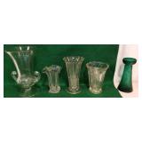Clear glass vases, Blown glass green vase,