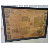 Early Tompkins county map framed 63"47" not glued