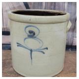 Red Wing? crock with blue squiggle - cracked