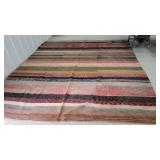 Large antique rag rug - 98" x 112" made in 3