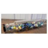 Glass rolling pin with marbles