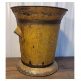 Tin coal bucket - old mustard grain painted
