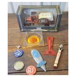 GLF/Agway lot - equipment emblem, diecast bank,