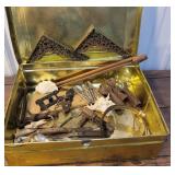 Tin full of neat old junque - claw ball feet,