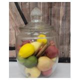 Large glass jar fruit - It has a large chip on